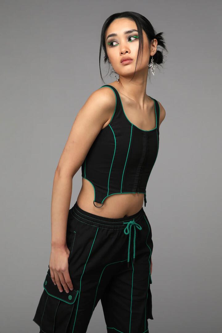 Image of Lingerie. Productname: Toxin Corset Top in Black/Green colour by brand - Black Friday