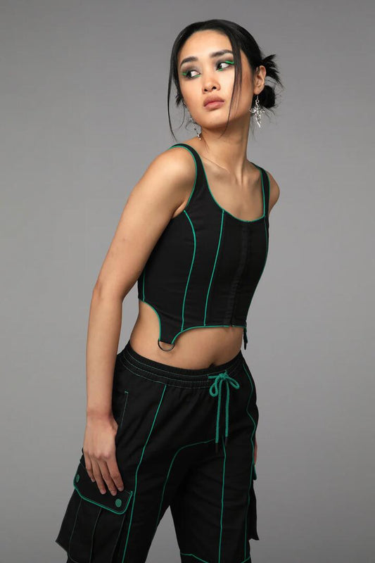 Image of Lingerie. Productname: Toxin Corset Top in Black/Green colour by brand - Black Friday