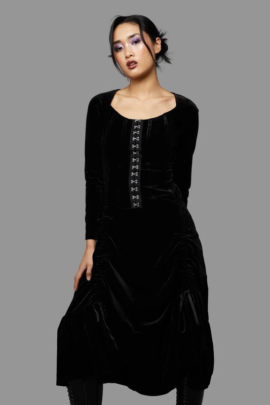 Image of a model wearing Dress. Productname: Vampiric Formal Dress in Black colour by brand - Black Friday