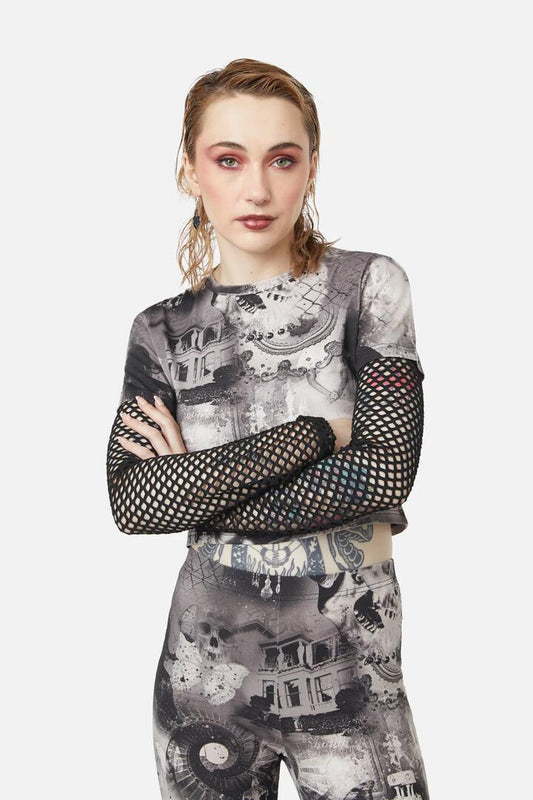 Image of a model wearing Tops. Productname: Blackfriars Layered Top in Black colour by brand - Dangerfield