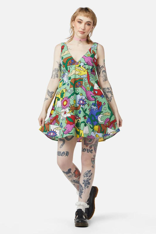 Image of a model wearing Dress. Productname: I Spy Dress in Multi colour by brand - Dangerfield