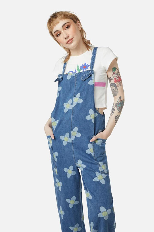 Image of a model wearing Pants. Productname: Daisy Do Overall in Blue colour by brand - Dangerfield