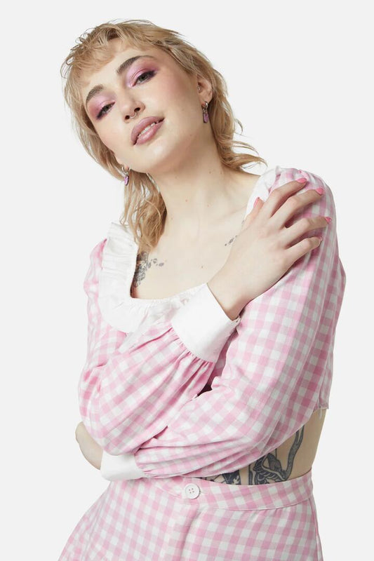 Image of Lingerie. Productname: Picnic Party Corset Blouse in Pink colour by brand - Dangerfield