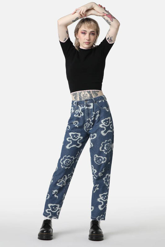 Image of a model wearing Denim. Productname: White Out Denim Jeans in Denim Blue colour by brand - Dangerfield