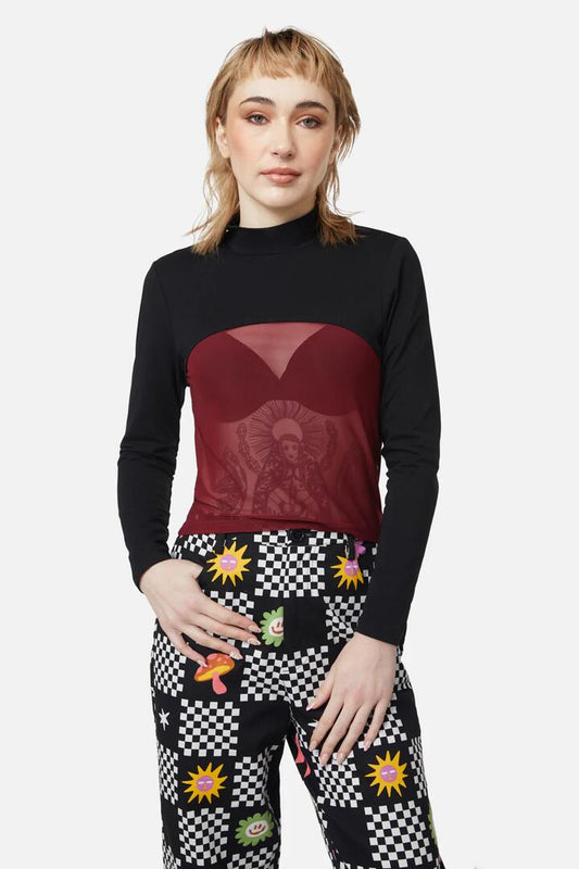 Image of a model wearing Tops. Productname: Jersey Layering Sleeves in Black colour by brand - Dangerfield