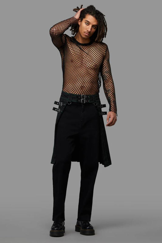 Image of a model wearing Skirts. Productname: Venom Cargo Skirt in Black/Green colour by brand - Black Friday