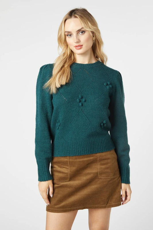 Image of a model wearing Outerwear. Productname: Dianna Knit Sweater in Green colour by brand - Princess Highway
