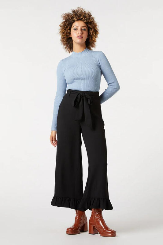 Image of a model wearing Pants. Productname: Ally Pant in Black colour by brand - Princess Highway