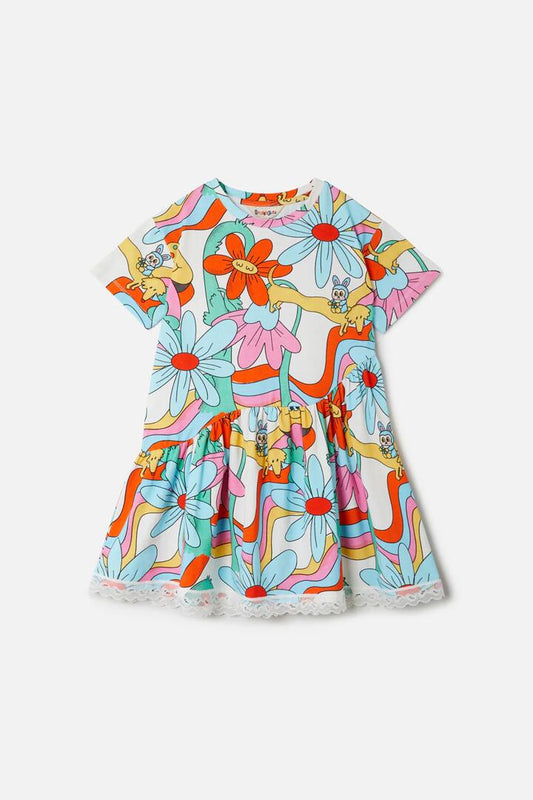 Image of a model wearing Dress. Productname: Disco Kids Dress in Multi colour by brand - Dangerkids