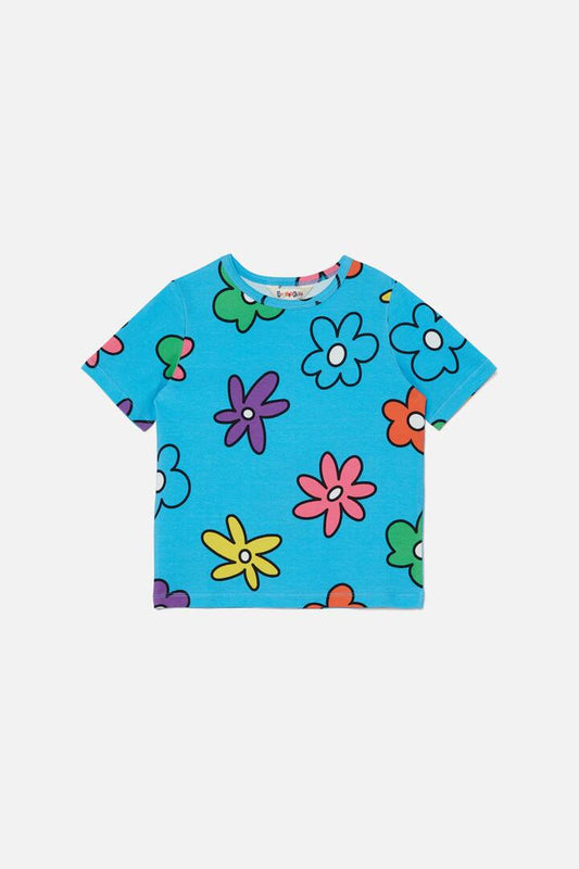 Image of a model wearing Shorts. Productname: Daisy Do Kids Short Sleeve Tee in Blue colour by brand - Dangerkids