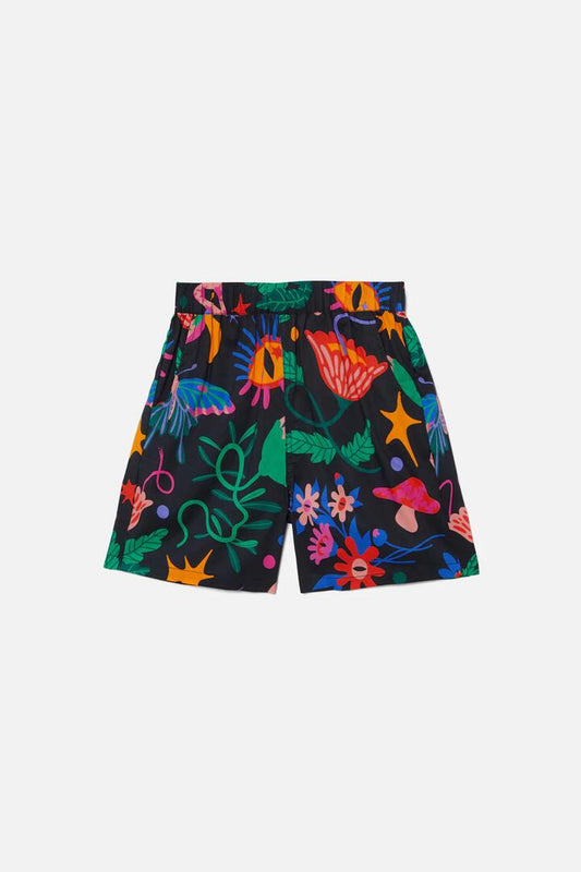 Image of a model wearing Shorts. Productname: Night Garden Kids Short in Black colour by brand - Dangerkids