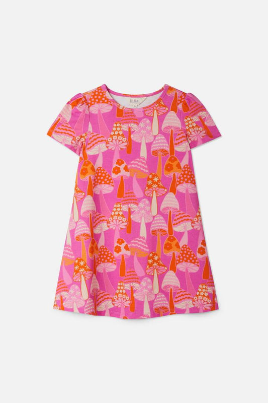 Image of a model wearing Dress. Productname: Toadstool Kids Dress in Pink colour by brand - Princess Highway Kids
