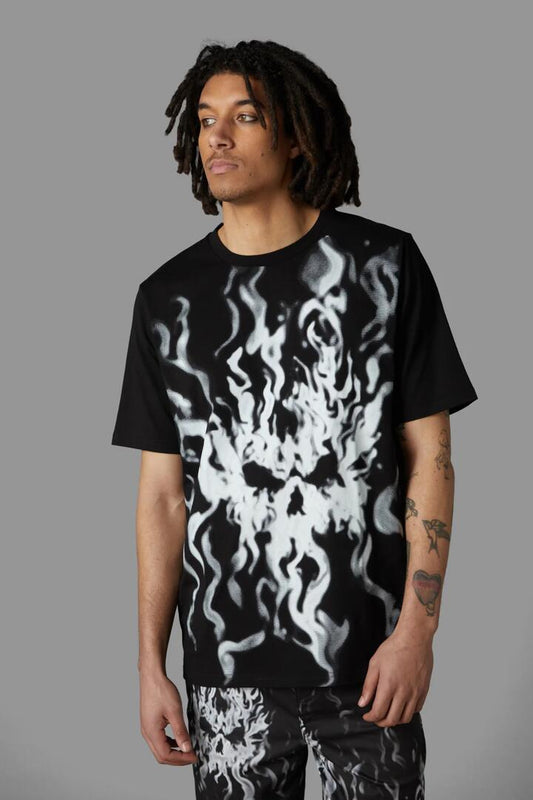 Image of a model wearing Tops. Productname: Smokin Tee in Black colour by brand - Black Friday