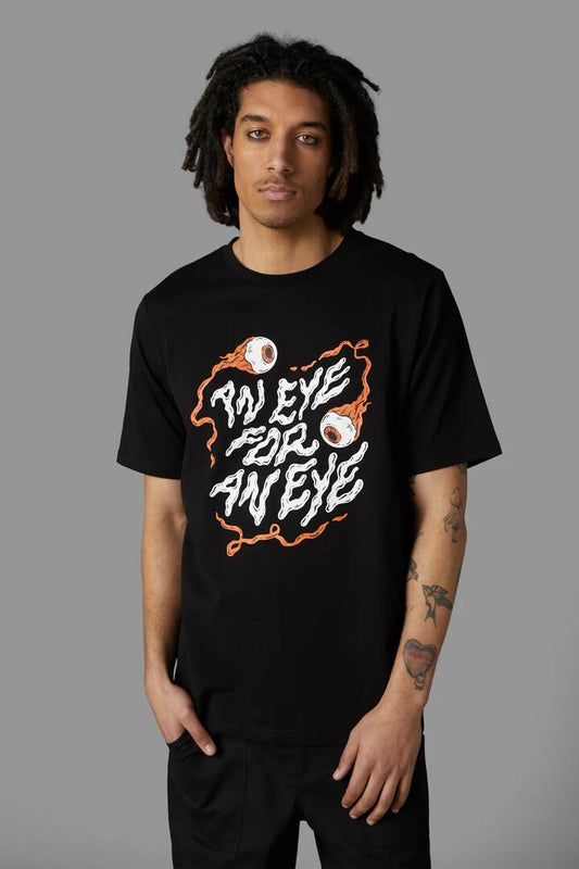 Image of a model wearing Tops. Productname: Eyeball Tee in Black colour by brand - Black Friday