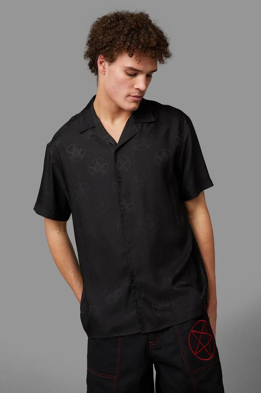 Image of a model wearing Tops. Productname: Pantagram SS Shirt in Black colour by brand - Black Friday