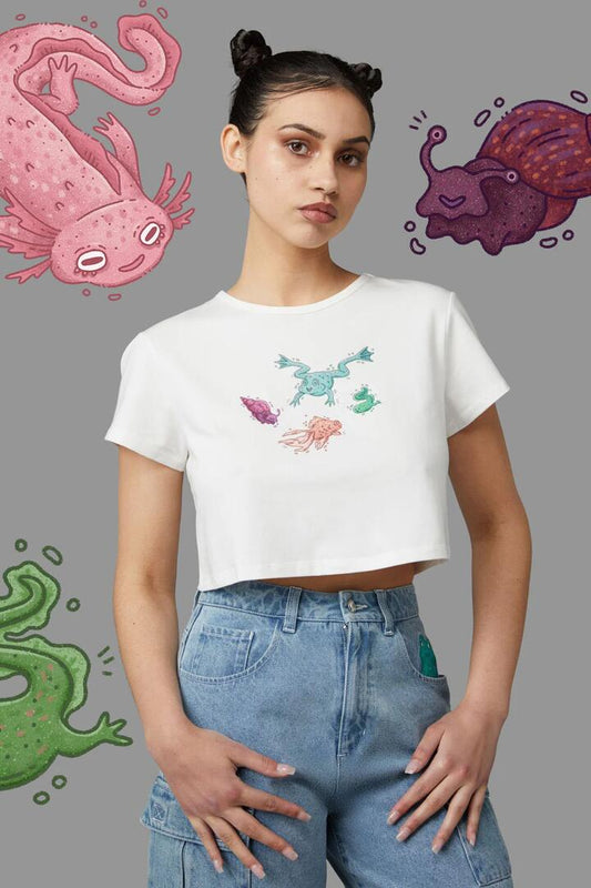 Image of a model wearing Tops. Productname: Pond Tee in Cream colour by brand - Black Friday