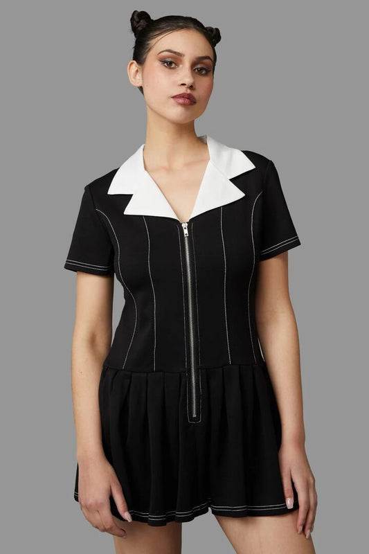 Image of a model wearing Dress. Productname: Mercy Dress in Black/White colour by brand - Black Friday