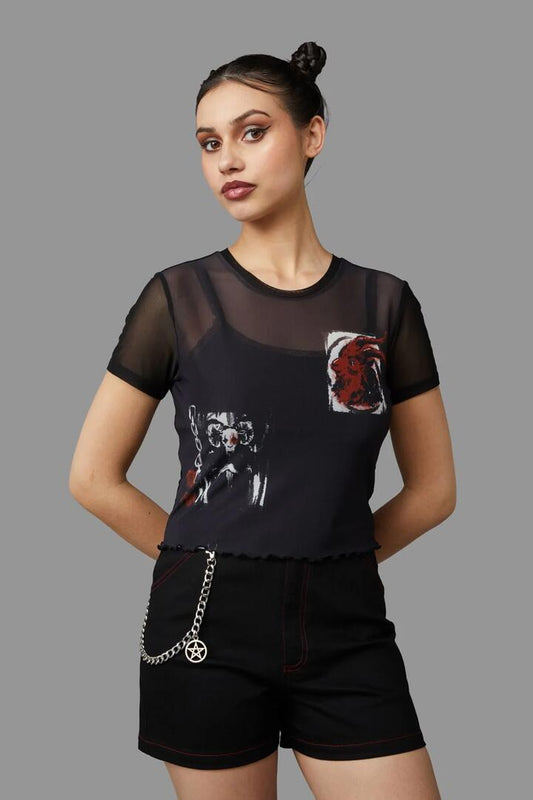 Image of a model wearing Tops. Productname: Goat Top in Black colour by brand - Black Friday