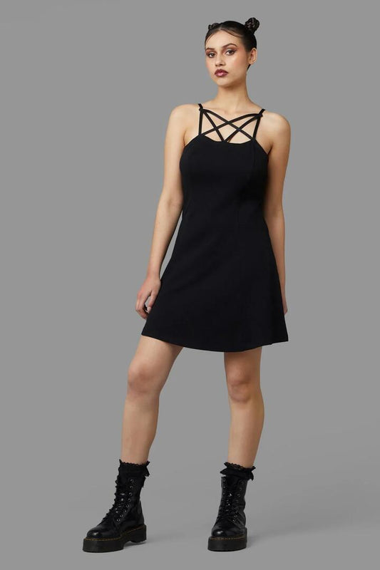 Image of a model wearing Dress. Productname: Occultist Dress in Black colour by brand - Black Friday