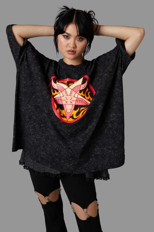 Image of a model wearing Tops. Productname: Hot In Here Tee in Black colour by brand - Black Friday