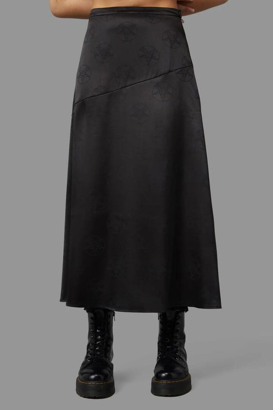 Image of a model wearing Skirts. Productname: Pentagram Skirt in Black colour by brand - Black Friday