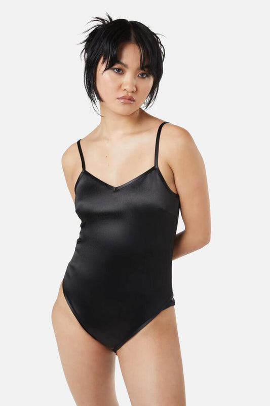 Image of a model wearing Tops. Productname: Atomic Bodysuit in Black colour by brand - Dangerfield