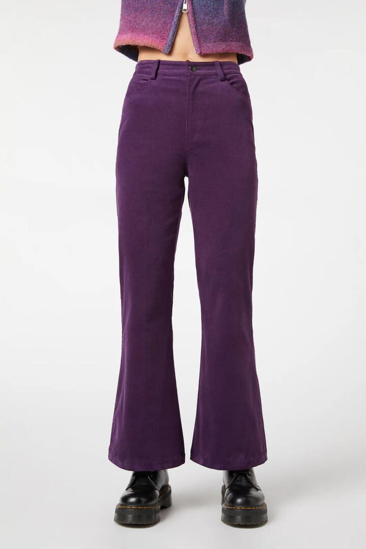 Image of a model wearing Pants. Productname: Grapejuice Pant in Plum colour by brand - Dangerfield