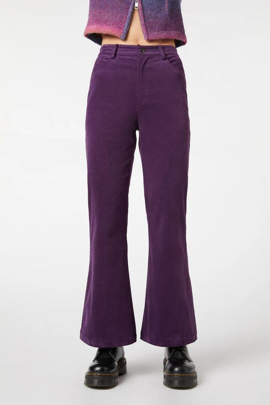 Image of a model wearing Pants. Productname: Grapejuice Pant in Plum colour by brand - Dangerfield