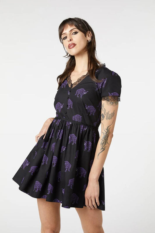 Image of a model wearing Dress. Productname: Everyones Mad Dress in Black colour by brand - Dangerfield