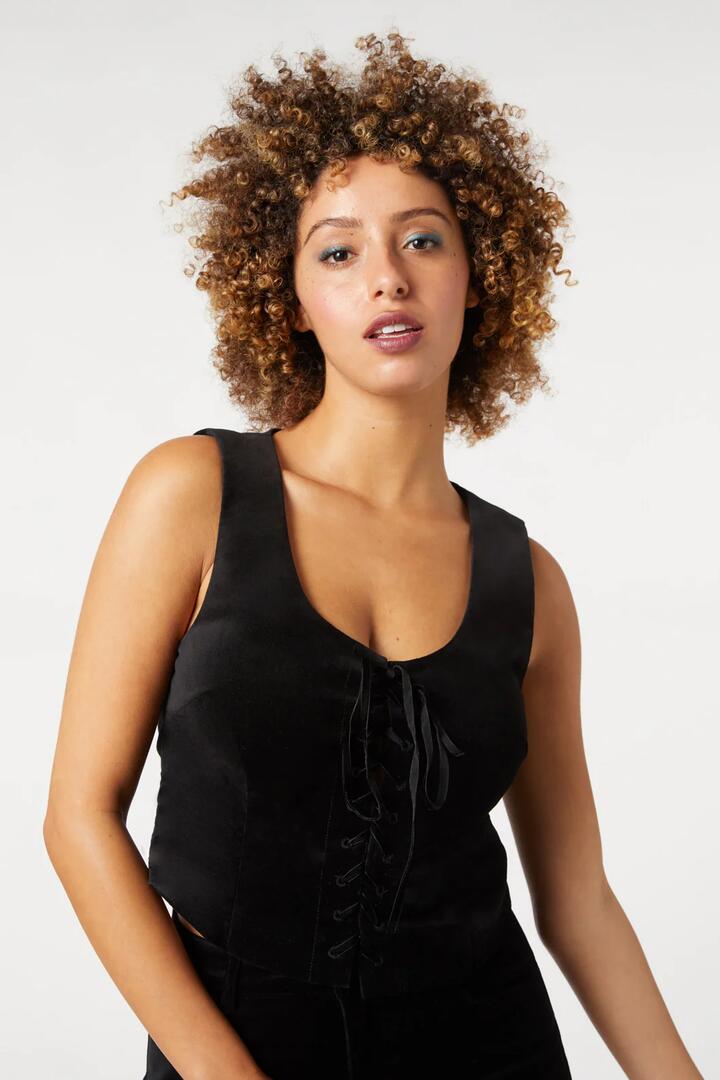 Image of Coats & Jackets. Productname: Sadie Velvet Vest in Black colour by brand - Princess Highway
