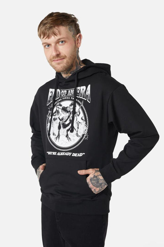 Image of a model wearing Outerwear. Productname: End Of An Era Hoodie in Black colour by brand - Dangerfield