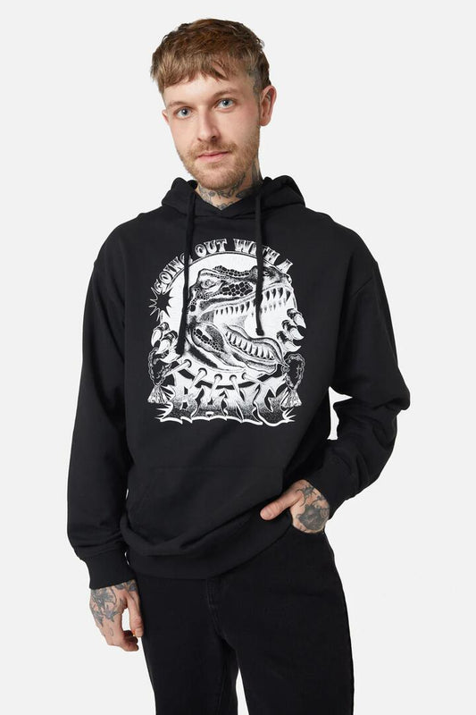 Image of a model wearing Outerwear. Productname: Going Out With A Bang Hood in Black colour by brand - Dangerfield
