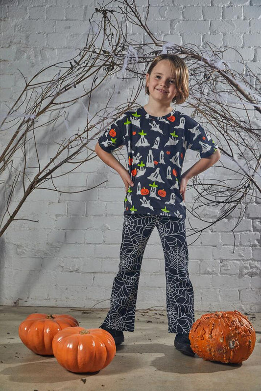 Image of a model wearing Tops. Productname: Ghosties Kids Tee in Black colour by brand - Dangerkids