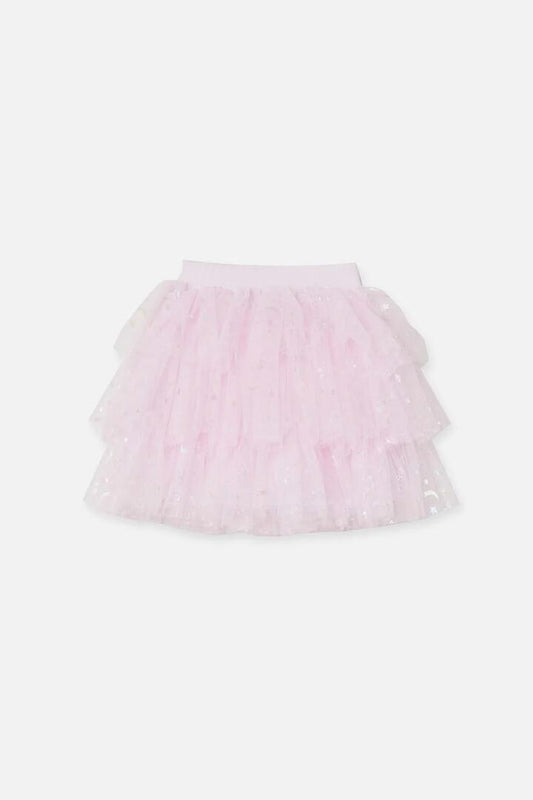 Image of a model wearing Skirts. Productname: Star Mesh Kids Tulle Skirt in Black colour by brand - Dangerkids