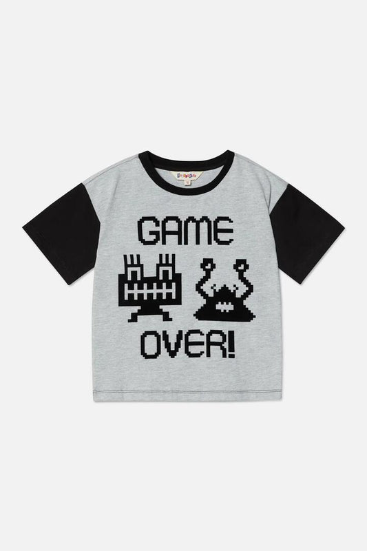 Image of a model wearing Tops. Productname: Game Over Kids Tee in Multi colour by brand - Dangerkids