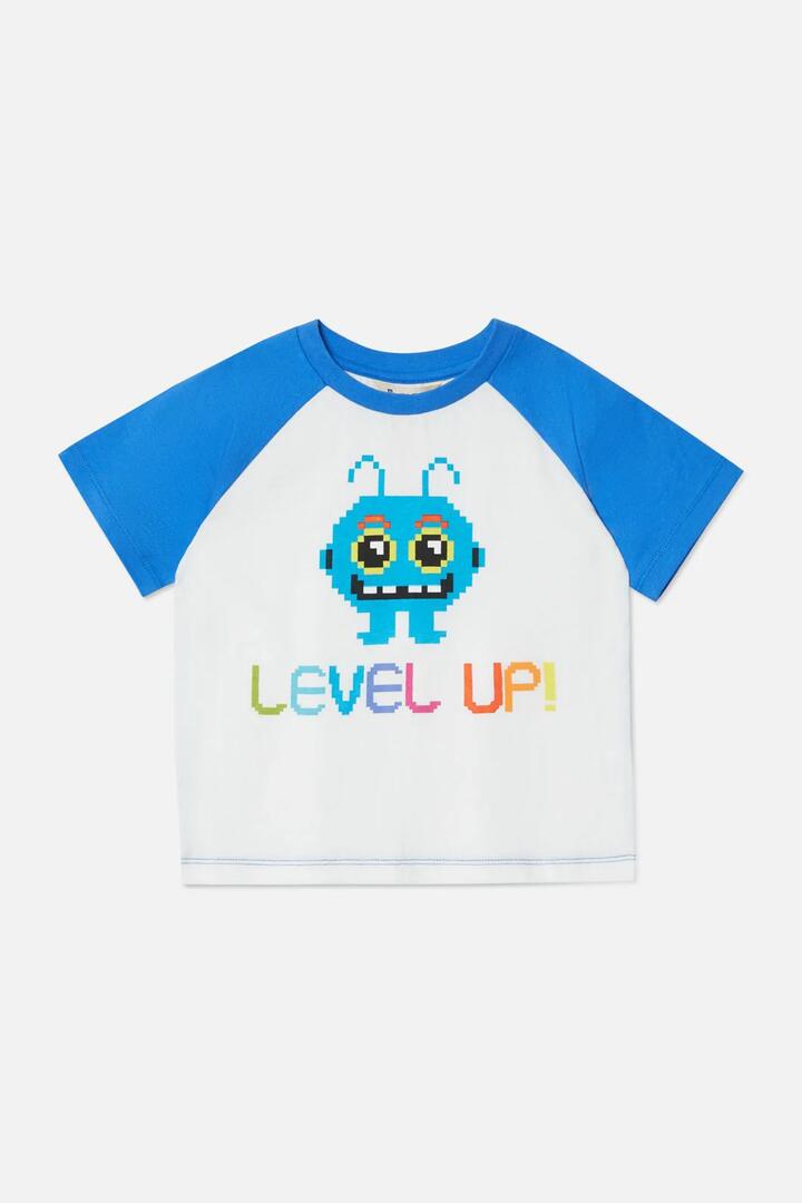 Image of a model wearing Tops. Productname: Level Up Kids Tee in Multi colour by brand - Dangerkids