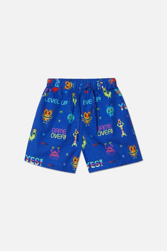 Image of a model wearing Shorts. Productname: Pixels Kids Shorts in Navy colour by brand - Dangerkids
