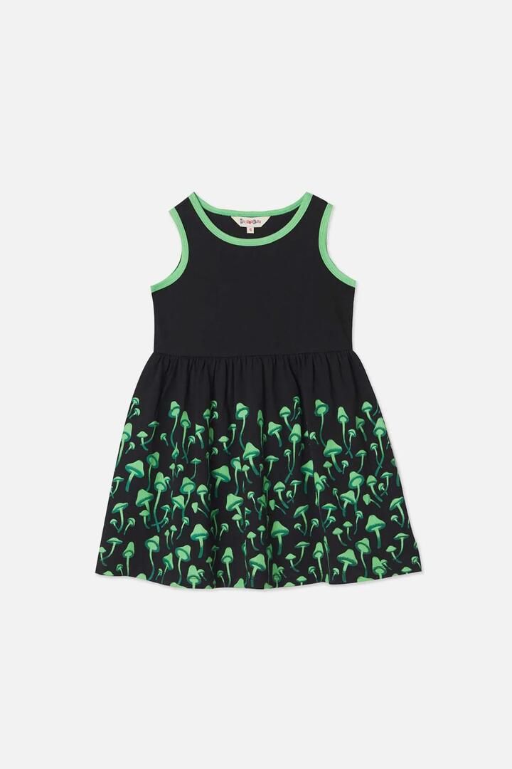 Image of a model wearing Dress. Productname: Bio Lume Kids Dress in Black colour by brand - Dangerkids
