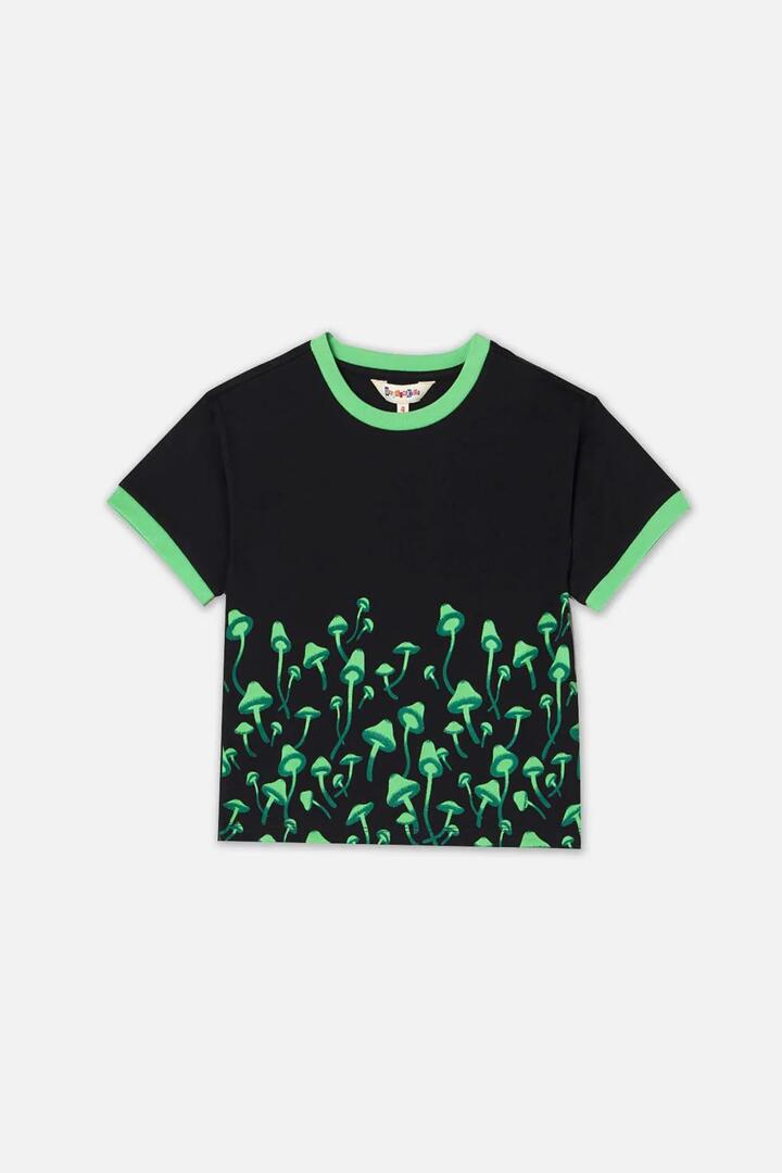 Image of a model wearing Tops. Productname: Bio Lume Kids Tee in Black colour by brand - Dangerkids