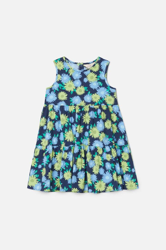 Image of a model wearing Dress. Productname: Thea Sleeveless Kids Dress in Navy colour by brand - Princess Highway Kids