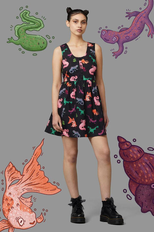 Image of a model wearing Dress. Productname: Pond Life Dress in Multi colour by brand - Black Friday