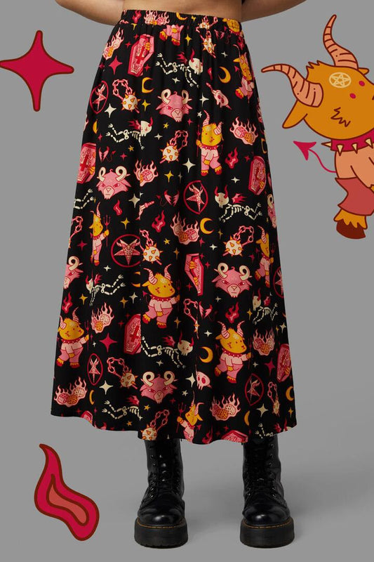 Image of a model wearing Skirts. Productname: Hellish Skirt in Black colour by brand - Black Friday