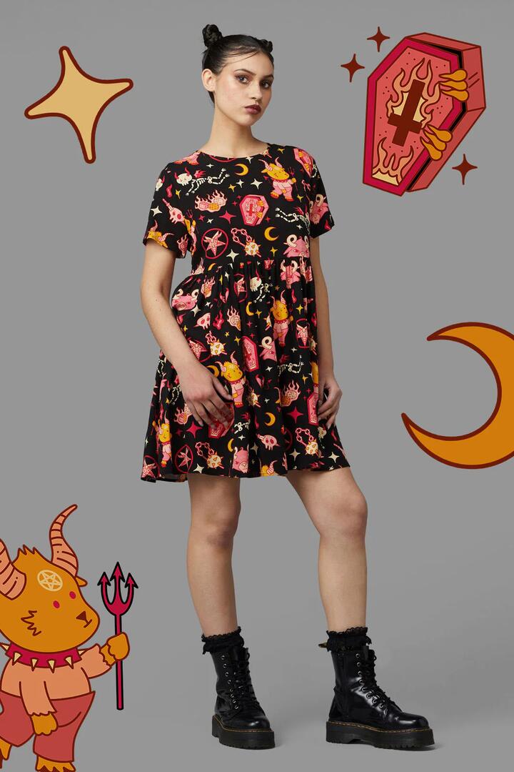Image of a model wearing Dress. Productname: Hellish Dress in Black colour by brand - Black Friday