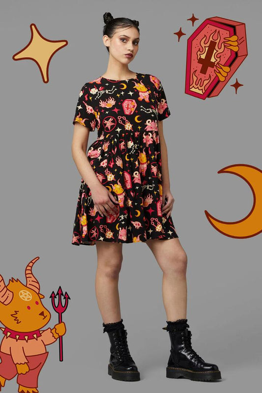 Image of a model wearing Dress. Productname: Hellish Dress in Black colour by brand - Black Friday