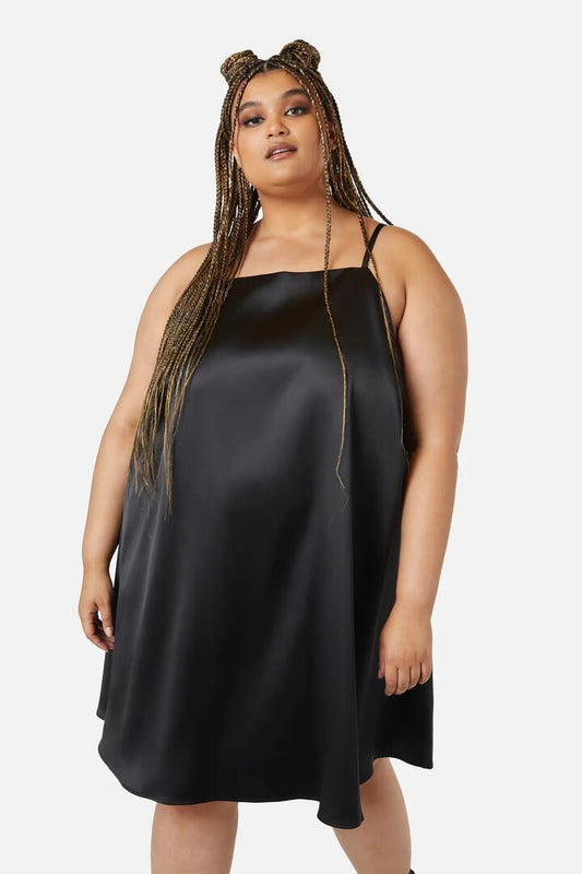 Image of a model wearing Dress. Productname: Curve Call Me Dress in Black colour by brand - Dangerfield