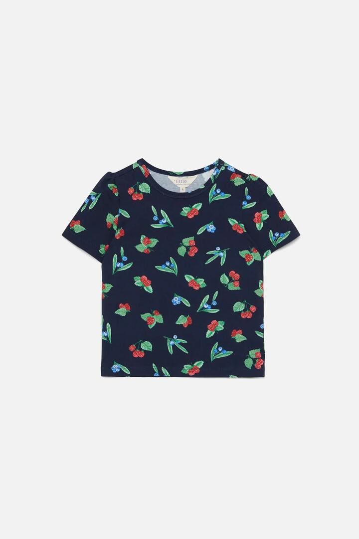 Image of a model wearing Tops. Productname: Berry Kids Tshirt in Navy colour by brand - Princess Highway Kids