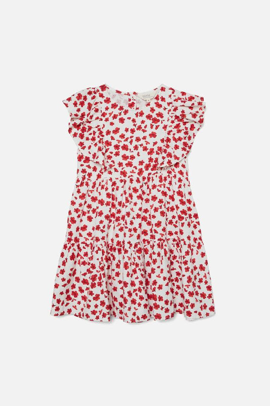 Image of a model wearing Dress. Productname: Mille Fleur Kids Dress in Cream colour by brand - Princess Highway Kids