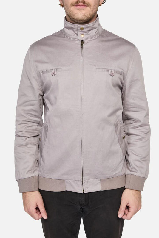 Image of a model wearing Outerwear. Productname: Flush Jacket in Grey colour by brand - Revival