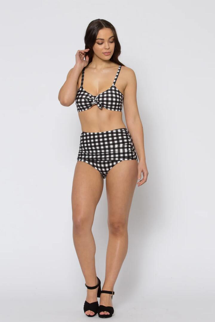 Image of Swimwear. Productname: Check This Out Bikini Bottom in Black/White colour by brand - Revival