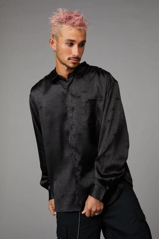 Image of a model wearing Tops. Productname: Laszlo Long Sleeve Shirt in Black colour by brand - Black Friday